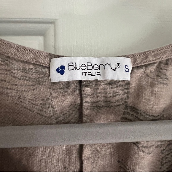 Blueberry Italia Sleeveless Linen Gray Patterned dress with pockets Small - Picture 5 of 7